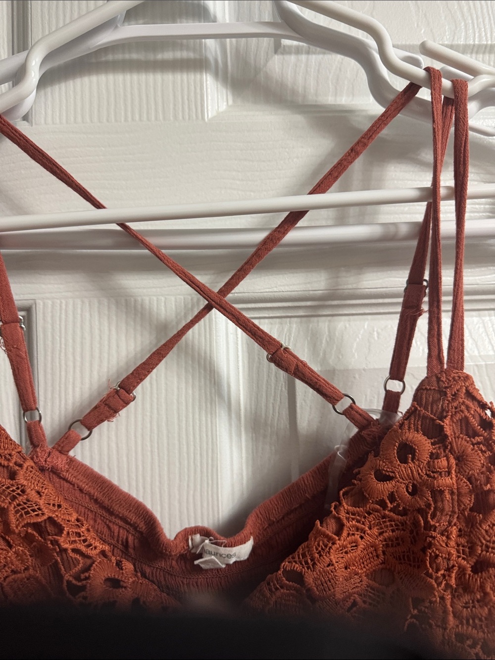 Maurices Rust Crochet Bodice Strappy Midi Dress - Picture 5 of 5